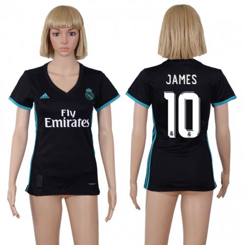 Women's Real Madrid #10 James Away Soccer Club Jersey - Click Image to Close
